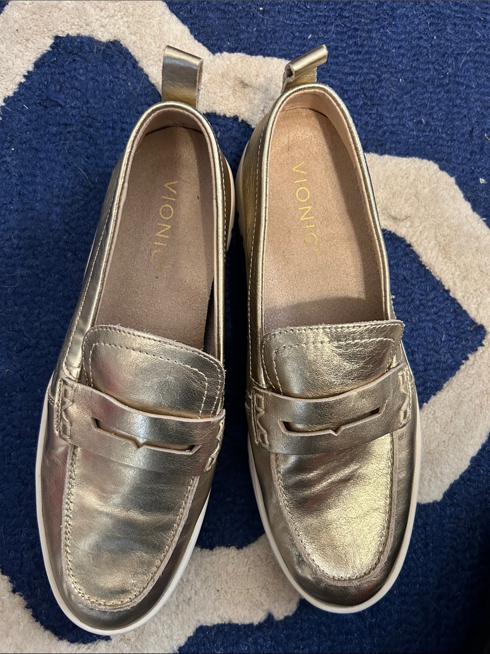 Vionic Metallic Gold Slip-On Penny Loafers